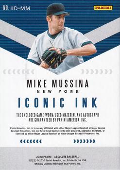 2020 Panini Absolute - Iconic Ink Dual Materials Spectrum Gold #IID-MM Mike Mussina Back