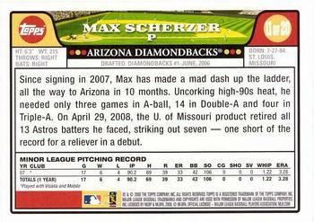 2008 Topps - Rookies #11 Max Scherzer Back