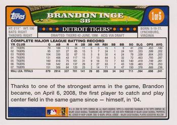 2008 Topps - Detroit Tigers #1 Brandon Inge Back
