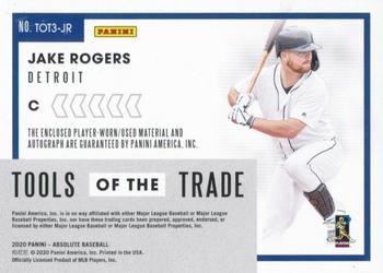 2020 Panini Absolute - Tools of the Trade 3 Swatch Signatures #TOT3-JR Jake Rogers Back