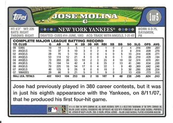 2008 Topps - New York Yankees #1 Jose Molina Back