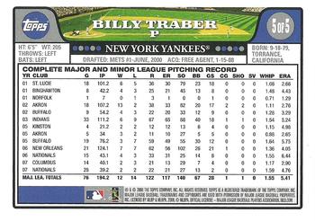 2008 Topps - New York Yankees #5 Billy Traber Back