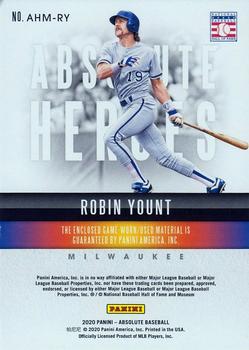 2020 Panini Absolute - Absolute Heroes Materials #AHM-RY Robin Yount Back