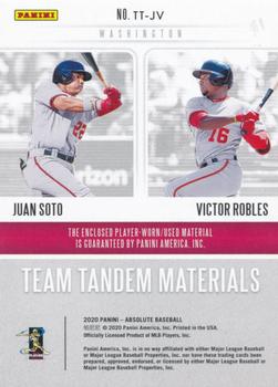 2020 Panini Absolute - Team Tandem Materials #TT-JV Juan Soto / Victor Robles Back