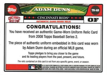 2008 Topps - Relics #TR-AD Adam Dunn Back