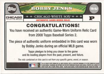 2008 Topps - Relics #TR-BJ Bobby Jenks Back
