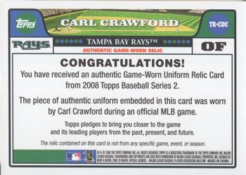 2008 Topps - Relics #TR-CDC Carl Crawford Back