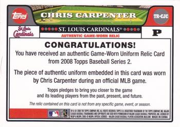 2008 Topps - Relics #TR-CJC Chris Carpenter Back