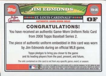 2008 Topps - Relics #TR-JE Jim Edmonds Back