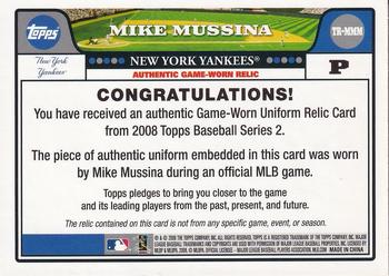 2008 Topps - Relics #TR-MMM Mike Mussina Back