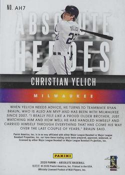 2020 Panini Absolute - Absolute Heroes Spectrum Blue #AH7 Christian Yelich Back