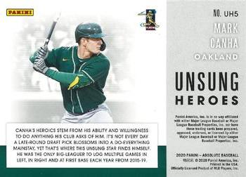 2020 Panini Absolute - Unsung Heroes #UH5 Mark Canha Back
