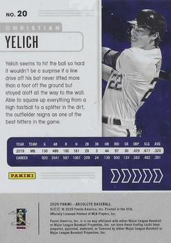 2020 Panini Absolute - Spectrum Blue #20 Christian Yelich Back