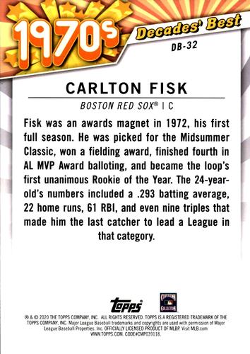2020 Topps Decades' Best (Series Two) 5x7 - Gold #DB-32 Carlton Fisk Back