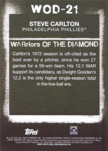 2020 Topps WARriors of the Diamond 5x7 #WOD-21 Steve Carlton Back