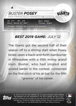 2020 Bowman's Best #4 Buster Posey Back