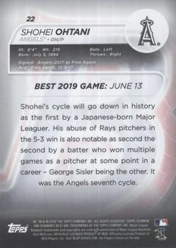 2020 Bowman's Best #22 Shohei Ohtani Back