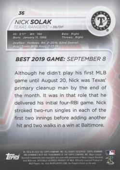 2020 Bowman's Best #36 Nick Solak Back