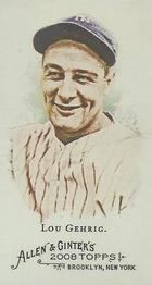 2008 Topps Allen & Ginter - Mini #377 Lou Gehrig Front