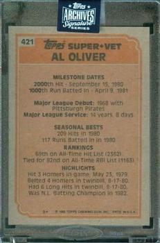 2020 Topps Archives Signature Series Retired Player Edition - Al Oliver #421 Al Oliver Back