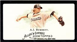 2008 Topps Allen & Ginter - Mini Black Border #23 A.J. Burnett Front
