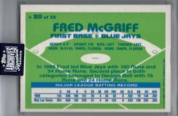 2020 Topps Archives Signature Series Retired Player Edition - Fred McGriff #20 Fred McGriff Back
