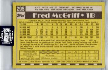 2020 Topps Archives Signature Series Retired Player Edition - Fred McGriff #295 Fred McGriff Back
