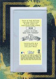 2008 Topps Allen & Ginter - Mini Framed Printing Plates Yellow #319 Jason Giambi Back