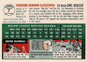 1954 Topps Sports Illustrated #7 Ted Kluszewski Back
