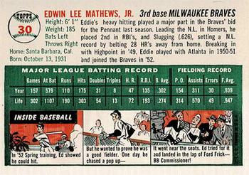 1954 Topps Sports Illustrated #30 Ed Mathews Back