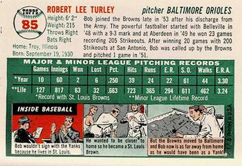 1954 Topps Sports Illustrated #85 Bob Turley Back