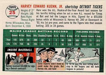 1954 Topps Sports Illustrated #25 Harvey Kuenn Back