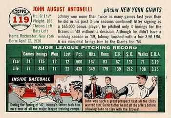 1954 Topps Sports Illustrated #119 Johnny Antonelli Back