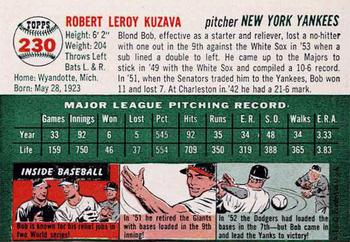 1954 Topps Sports Illustrated #230 Bob Kuzava Back