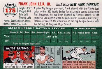 1954 Topps Sports Illustrated #175 Frank Leja Back