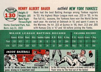1954 Topps Sports Illustrated #130 Hank Bauer Back