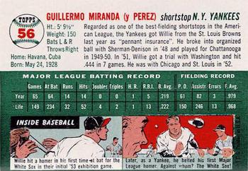 1954 Topps Sports Illustrated #56 Willie Miranda Back