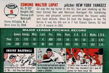 1954 Topps Sports Illustrated #5 Ed Lopat Back