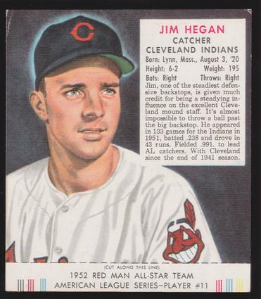 1989 Card Collectors Company 1952 Red Man Tobacco Reprint #AL11 Jim Hegan Front