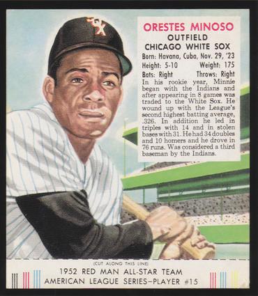 1989 Card Collectors Company 1952 Red Man Tobacco Reprint #AL15 Minnie Minoso Front