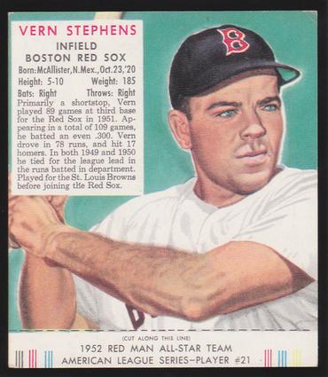 1989 Card Collectors Company 1952 Red Man Tobacco Reprint #AL21 Vern Stephens Front