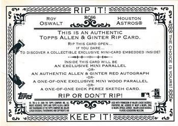 2008 Topps Allen & Ginter - Rip Cards #RC66 Roy Oswalt Back