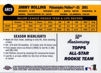 2008 Topps Chrome - 50th Anniversary All Rookie Team #ARC9 Jimmy Rollins Back