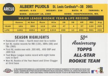 2008 Topps Chrome - 50th Anniversary All Rookie Team #ARC10 Albert Pujols Back