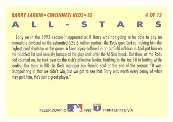 1993 Fleer - All-Stars (Series One National League) #4 Barry Larkin Back