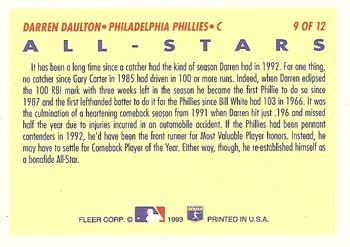 1993 Fleer - All-Stars (Series One National League) #9 Darren Daulton Back