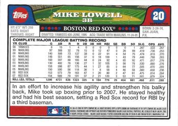 2008 Topps Chrome - Blue Refractors #20 Mike Lowell Back