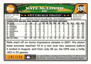 2008 Topps Chrome - Copper Refractors #190 Nate McLouth Back