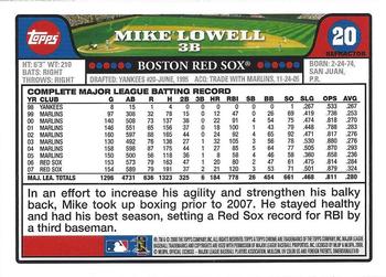 2008 Topps Chrome - Refractors #20 Mike Lowell Back