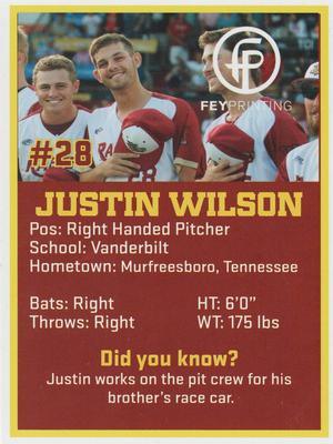 2018 Wisconsin Rapids Rafters #NNO Justin Wilson Back